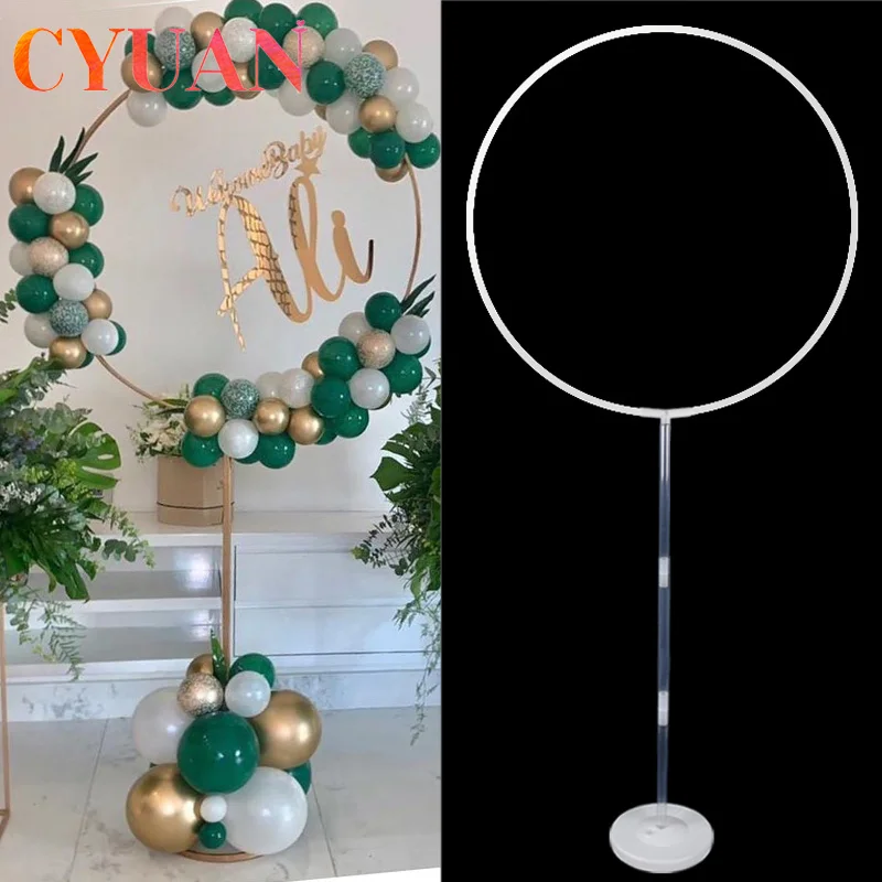 

CYUAN 1set/2set 163cm Round Circle Balloon Stand Holder Balloon Frame Decoration Wedding Baby Shower Birthday Party Column Stand