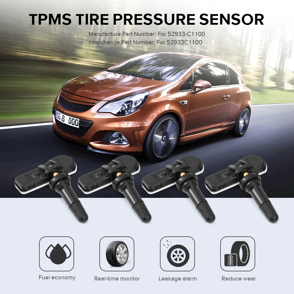 4 шт., Автомобильный датчик давления в шинах, Автомобильный датчик TPMS, система контроля давления в шинах, датчик 52933C1100 для hyundai Sonata Tucson 52933-C1100