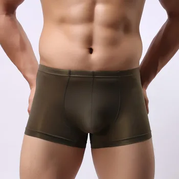 

Male Underwear ice silk Transparent underwear Soft Sexy Men Boxer Thin Low Waist Man Underpants Sexy Gay Solid Panties