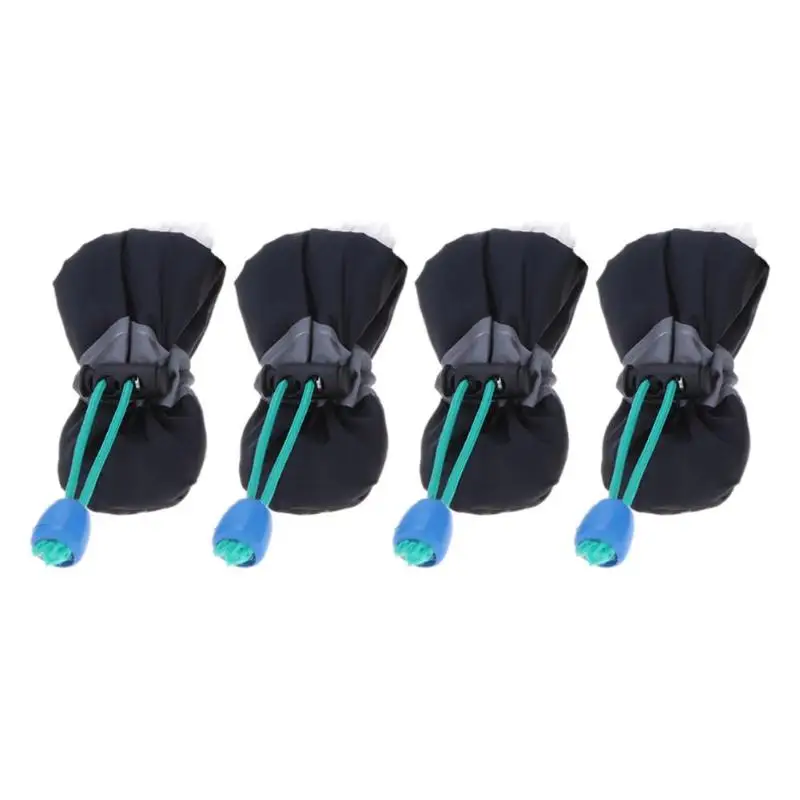 4pcs/set Pet Dog Waterproof Shoes Winter Soft Fleece Anti-slip Dog Boots - Цвет: Черный