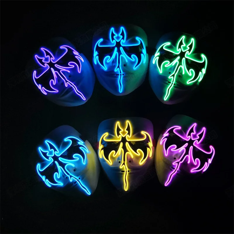 

Halloween Mask Led Realistic Mask Scary Horror Cosplay Party masquerade purge masks Neon Glowing EL Wire Light Up Bat mascaras