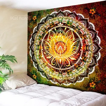 

Hippie Tapestry Wall Hanging Bohemien Wandkleed Mandala Wall Tapestry Flower Yoga Chakra Tapestry Psychedelic Wall Cloth Custom