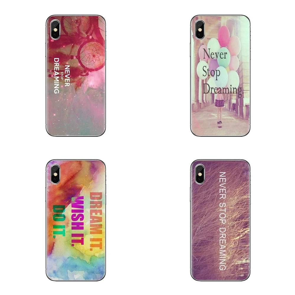 For Xiaomi Mi4 Mi5 Mi5S Mi6 Mi A1 A2 5X 6X 8 9 Lite SE Pro Max Mix 2 3 2S Silicone Phone Case Never Stop Dreaming Life quotes |