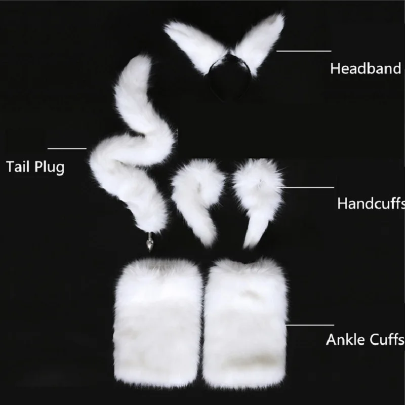 

Erotic Accessories With Headband Handcuffs Ankle Cuffs And Tail Plug For Fox Role Play And Halloween Costumes,Sexy Lingerie