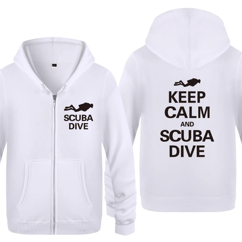 Keep Calm and Scuba Dive-креативный подарок для дайвинга, мужские свитшоты, мужские флисовые толстовки на молнии с капюшоном, кардиганы