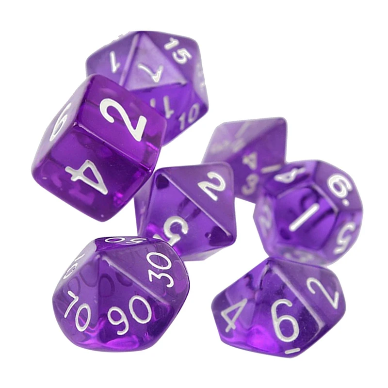 7-кости Двусторонняя D4 D6 D8 D10 D12 D20 MTG магия сбор D прозрачная фиолетовая ночная рубашка
