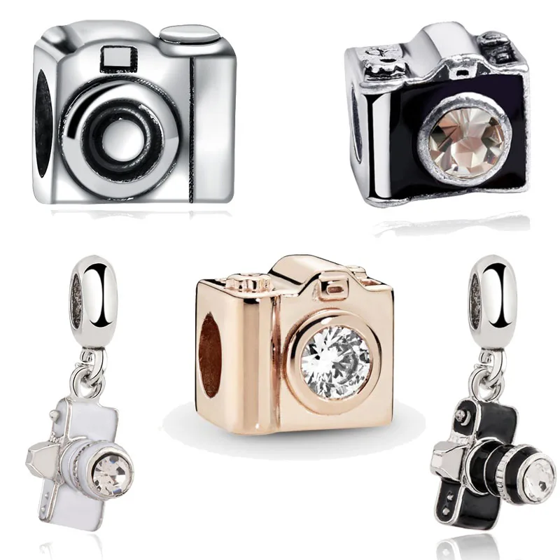 Dijes de cámara y cámara DSLR para mujer, pulsera artesanal, joyería de moda, compatible con pulsera pandora original, accesorios de cuentas