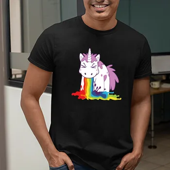 

New Unicorn T-shirt rainbow funny spoon high quality 100% cotton t-shirt men's / women's top cartoon T-Shirt Gift EU size xs-xxl
