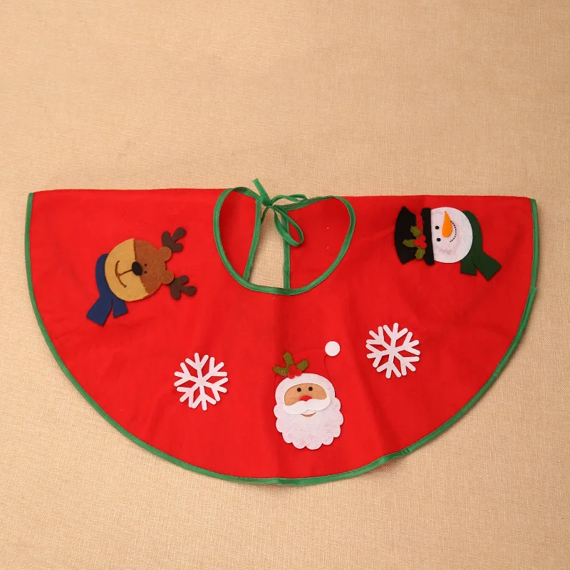 

1pcs 70CM Red Non-woven Christmas Tree Skirt Aprons Santa & Snowman Pattern Home Decoration New Year