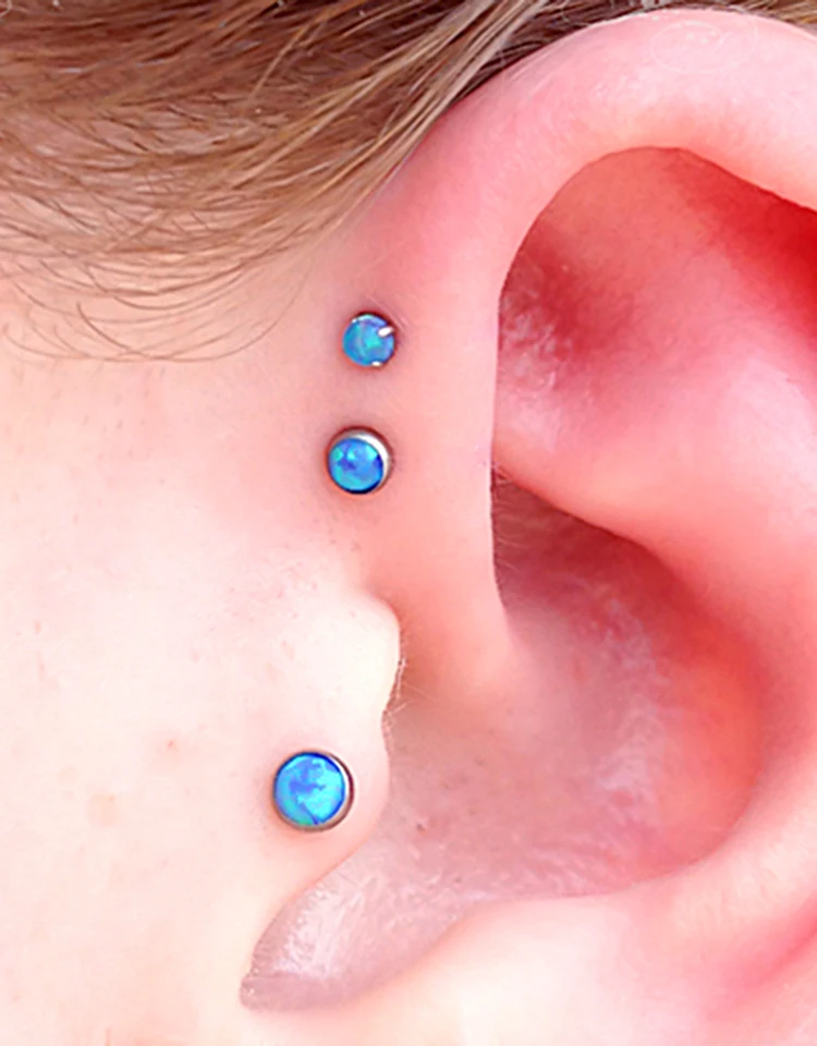 2 шт опал Daith Tragus Cartliage пирсинг трендовая нержавеющая сталь Orelha спираль кольцо шпилька 16 г женские серьги ювелирные изделия для пирсинга тела