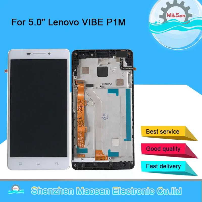 M& Sen для 5," lenovo VIBE P1M lcd дисплей кодирующий преобразователь сенсорного экрана в сборе с рамкой для P1Ma40 P1mc50 lcd для lenovo