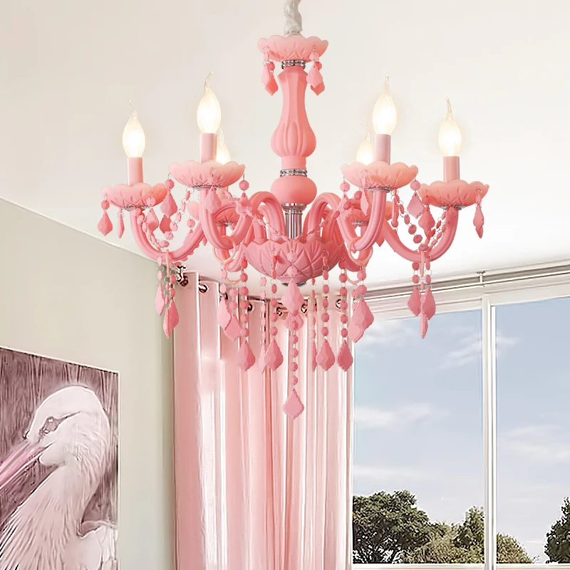 Современная детская комната, спальня с люстрами, детская принцесса, Подвесная лампа для дома, розовая Люстра для девочек
