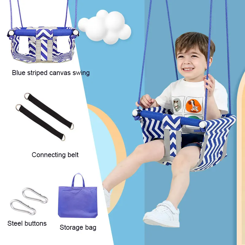 Kids Baby Canvas Swing Seat With Rope Toddler Swing Hanging Basket