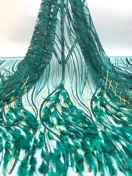 

French 3D lace fabric bridal embroidery tulle lace, the latest Nigerian African lace fabric, suitable for banquet dress D3621