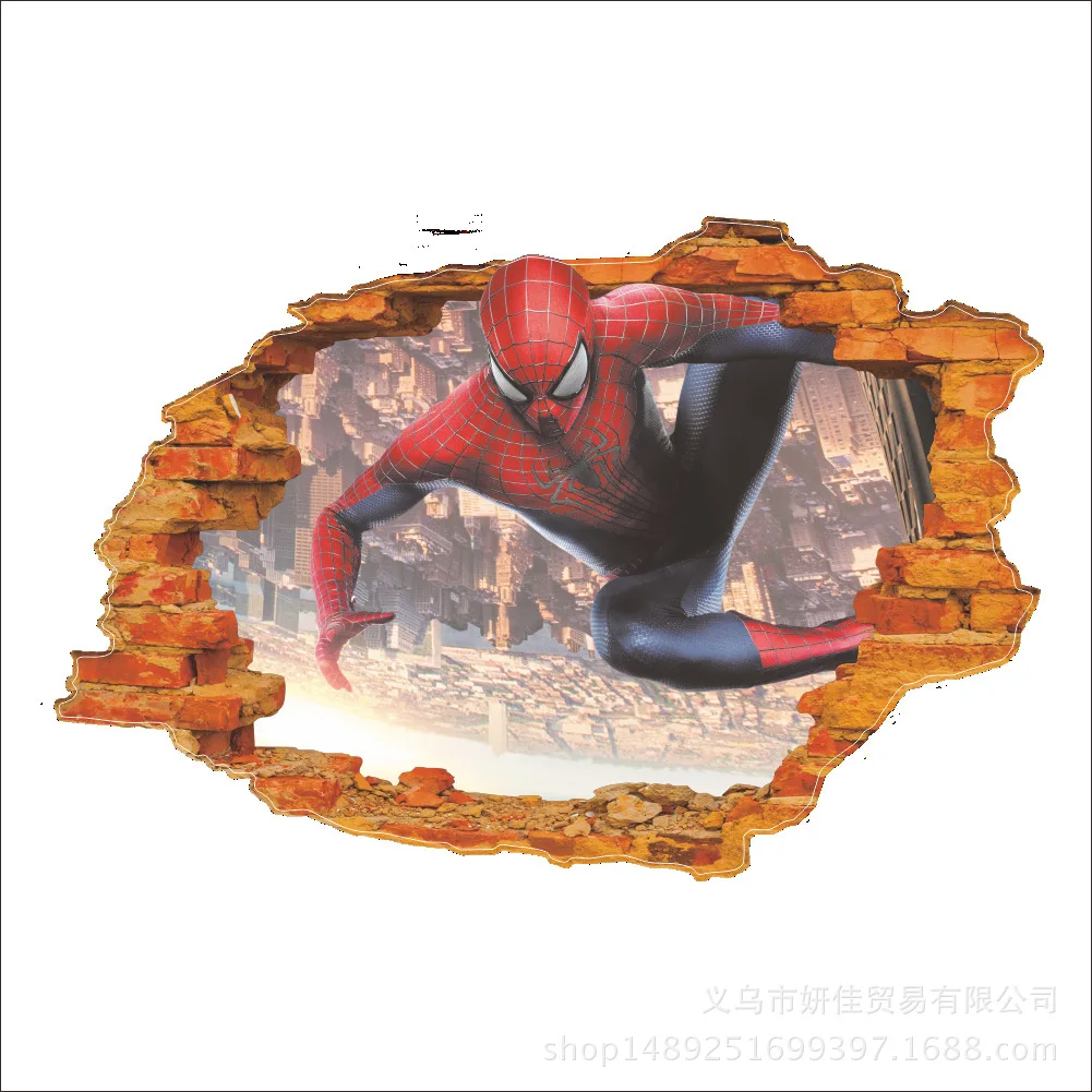 14129S стиль 3D стены Человек-паук детская комната окружающей среды декоративные настенные наклейки