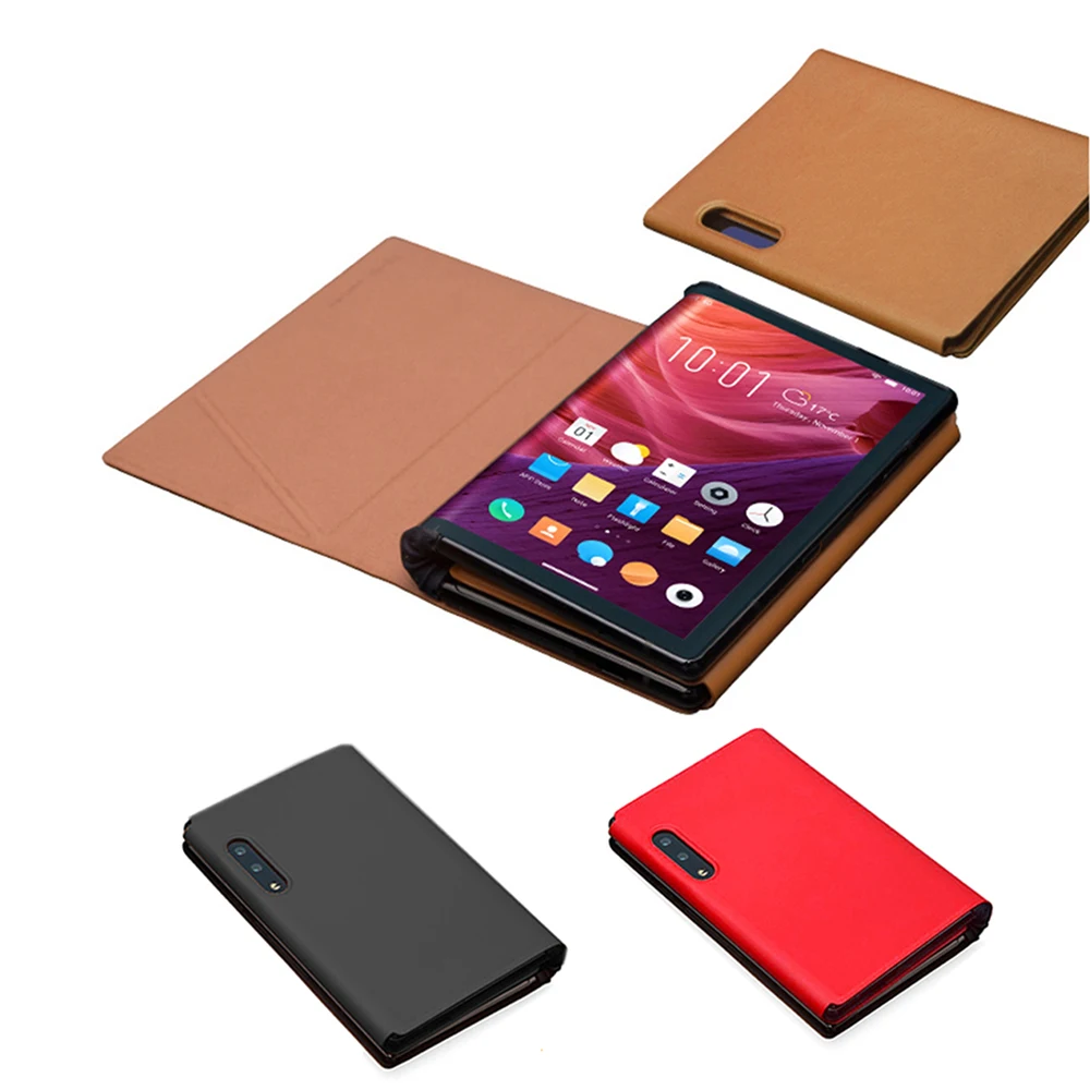

Genuine PU Leather Case For FlexPai Folding Screen Phone Case Protective Folding Cover Shell Anti-bumps Scratchproof For FlexPai