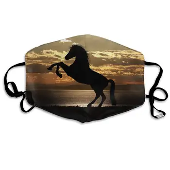 

Horse Sunset Sea Washable Reusable Mask, Cotton Anti Dust Half Face Mouth Mask For Kids Teens Men Women With Adjustable Ear