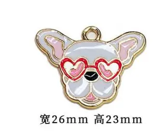 

50pcs cartoon corgi dogs head cute Necklace earrings Key chain Metal Charm Pendants DIY Jewelry Making gifts