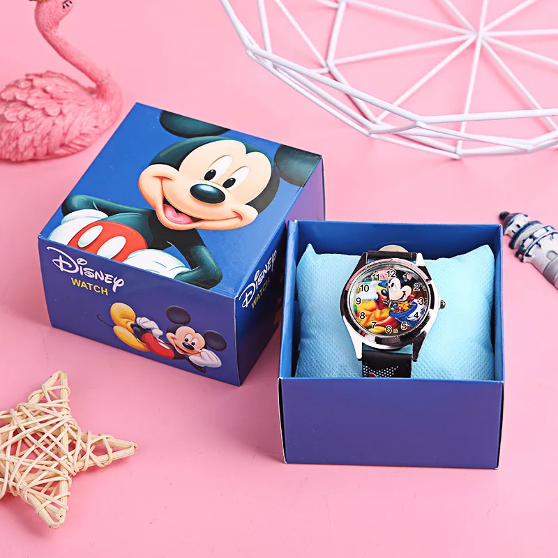 

Детские часы Disney с Микки, детский мультяшный подарок для мальчиков и девочек с коробкой, игрушки, Изысканные часы, детские подарки на день рождения