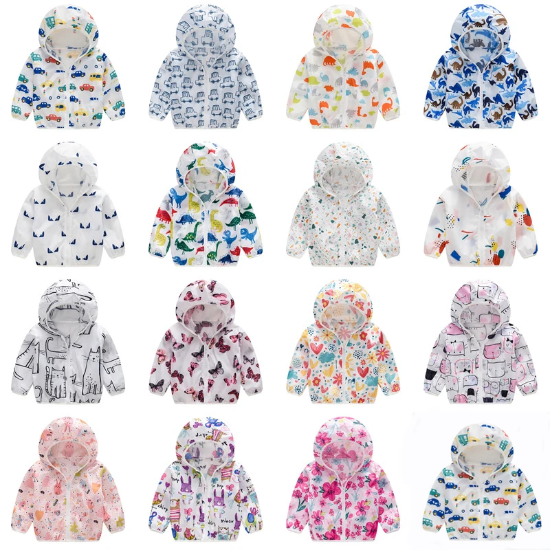 

Baby Girls Boys Summer Beach Sun Protection Jacket Coat Cartoon Baby Boy Hooded Breathable Coats Kids Windbreaker Kids Clothing
