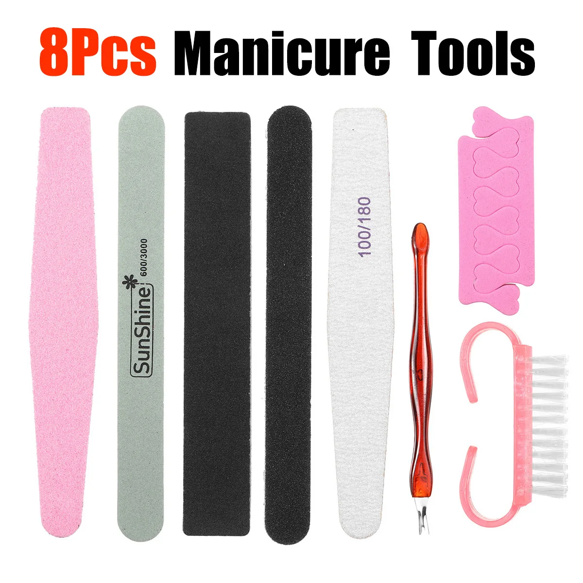 8 шт./компл. профессиональная пилка для ногтей комплект Полировщики для ногтей Прочный полировка песок песочный кильблок гель для ногтей маникюрный набор инструментов для ногтей комплект искусственные