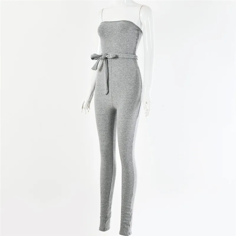 Хлопок с открытыми плечами sash bodycon Комбинезоны женские комбинезоны осень комбинезоны трикотажный джемпер комбинезоны без бретелек ребристый комбинезон