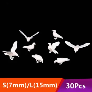 

30Pcs Plastic Birds Small Figure Toy Dove Bird Of Peace Scenery Layout 7mm /15mm White