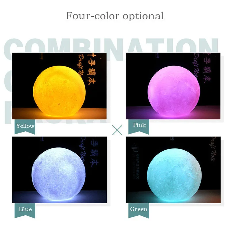 3D Луна светящийся светодиодный детский ночник освещение игрушечная лампа