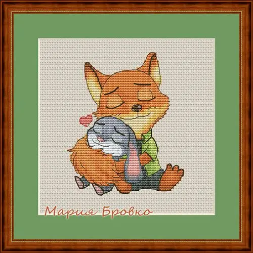 hh Fox styles cross stitch kit Animal cotton thread 14ct linen canvas stitching embroidery DIY - Цвет: Бургундия