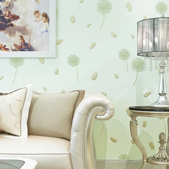 

Pink Dandelion wallpaper modern simple fresh TV background wall pastoral style small floral wall paper green