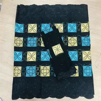 

5 yard Swiss lace fabric 2020 latest heavy beaded embroidery African cotton fabrics Swiss voile lace popular Dubai style HL05282