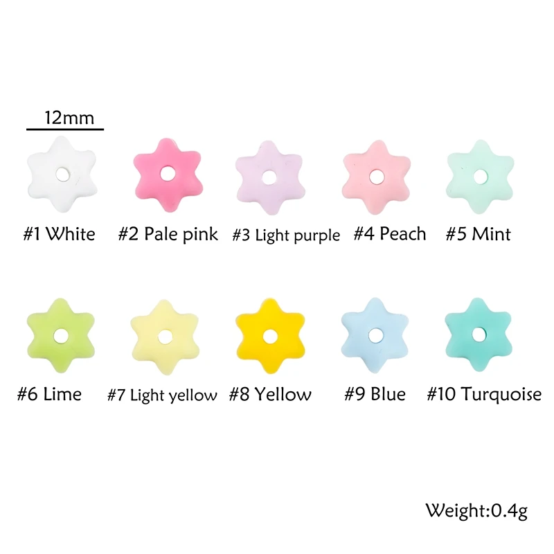 Bite Bites 50pcs Mini Six-pointed Star Beads Silicone Teether Beads Tiny Rod DIY Nursing Necklace Bracelet Gift Baby Teether Toy