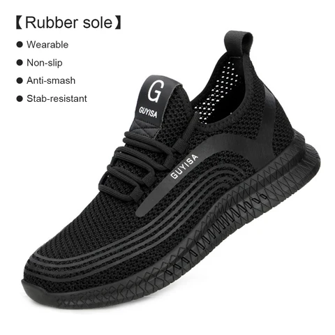 and Breathable Safety Shoes Men's Walking Work Shoes Mesh Anti-slip Anti-puncture Anti-collision Steel Toe Shoes