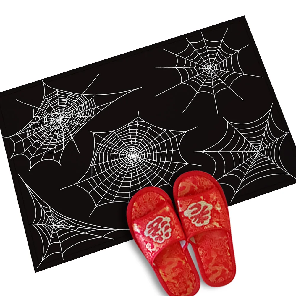 Spider web 1 pc Halloween creative door mat ghost festival pad water absorption anti-skid baby velvet bathroom carpet mat 40*60cm/45*70cm - Color: Spider web
