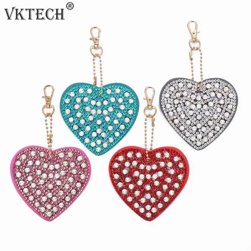 

4pcs DIY Full Drill Diamond Painting Keychain Special Shaped Heart Key Chain Gifts Woman Girl Bag Pendant Keyring Embroidery Kit