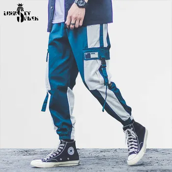 

Lindsey Seader Hiphop Men Cargo Pant Retro Vintage Harem Pant Joggers Harajuku Streetwear Side Pockets Trousers Pant Swag Ribbon