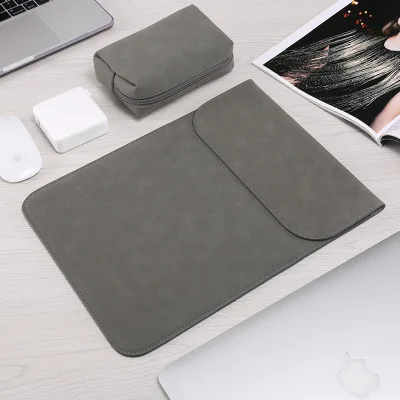 Dark gray sets Матовая сумка для ноутбука из искусственной кожи для Macbook Air 13 11 12 Pro 13 15 Touch Bar чехол для ноутбука для Apple ipad Tablet - Цвет: Dark gray sets
