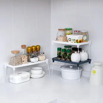 

Single Layer Foldable Kitchen Seasoning Shelf Countertop Seasoning Supplies Dish Storage Racks Bathroom Shower Organizer