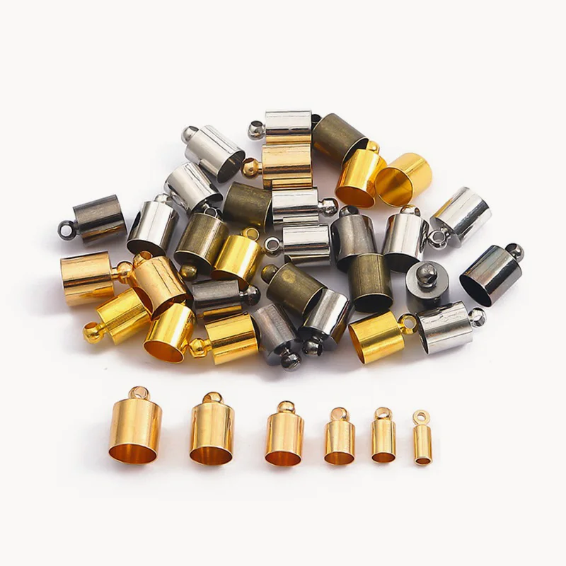 

50pcs 3 4 5 6 7 8mm End Tip Cap Leather Tassel Cord End Crimp Caps Beads Connector For DIY Bracelet Necklace Jewelry Making