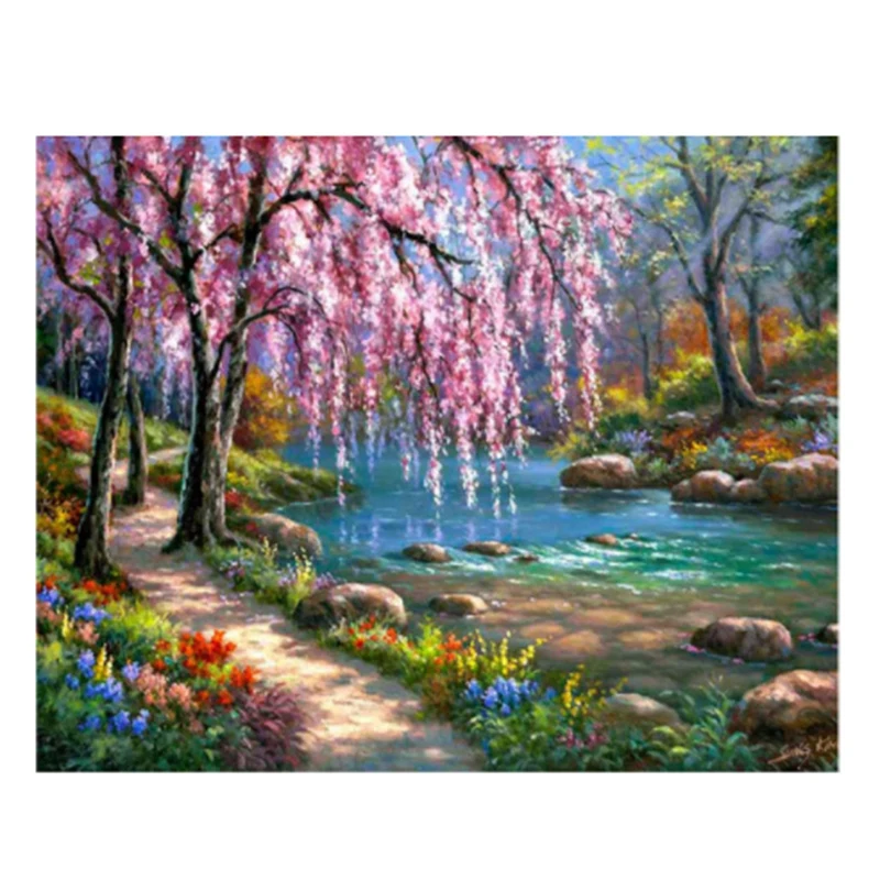 

Diy Diamond Landscape Tree Diamond Painting Landscape Home Decoration Round Diamond Gift
