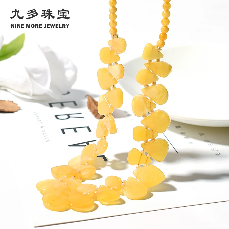 

Genuine natural necklace beeswax amber with necklace beeswax multi-bead necklace clavicle chain