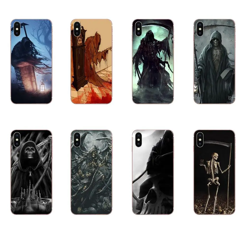 Для samsung Galaxy Note 5 8 9 S3 S4 S5 S6 S7 S8 S9 S10 5G mini Edge Plus Lite тонкий чехол для кожи Grim Reaper