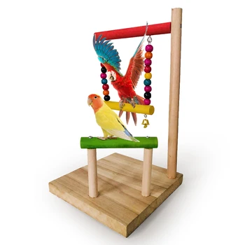

Wooden Parrots Toys Bird Swing Exercise Climbing Ladder Hammock Swing Toys Hanging Toy For Parrots Small Birds Accessories2019