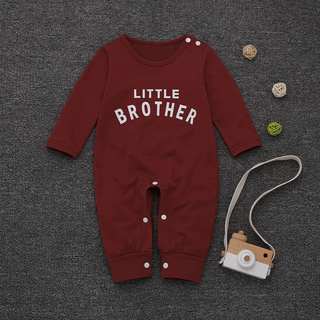 Letter Printed Button Newborn Romper Infant Baby Boy Girl Jumpsuit Playsuit Clothes Long Sleeve Toddler Costume Baby Jumpsuit