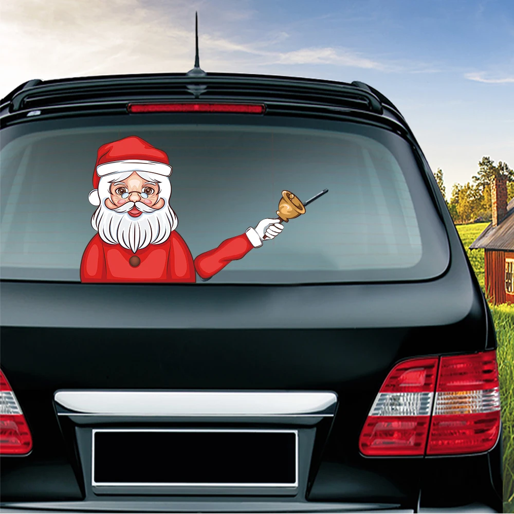 Рождественский подарок Санта Клаус Снеговик и Лось серии съемные и многоразовые развевающиеся наклейки стеклоочистителя ПВХ Автомобиль Стайлинг заднее стекло праздничные украшения для автомобиля наклейки s и наклейки - Название цвета: Bell Santa Claus