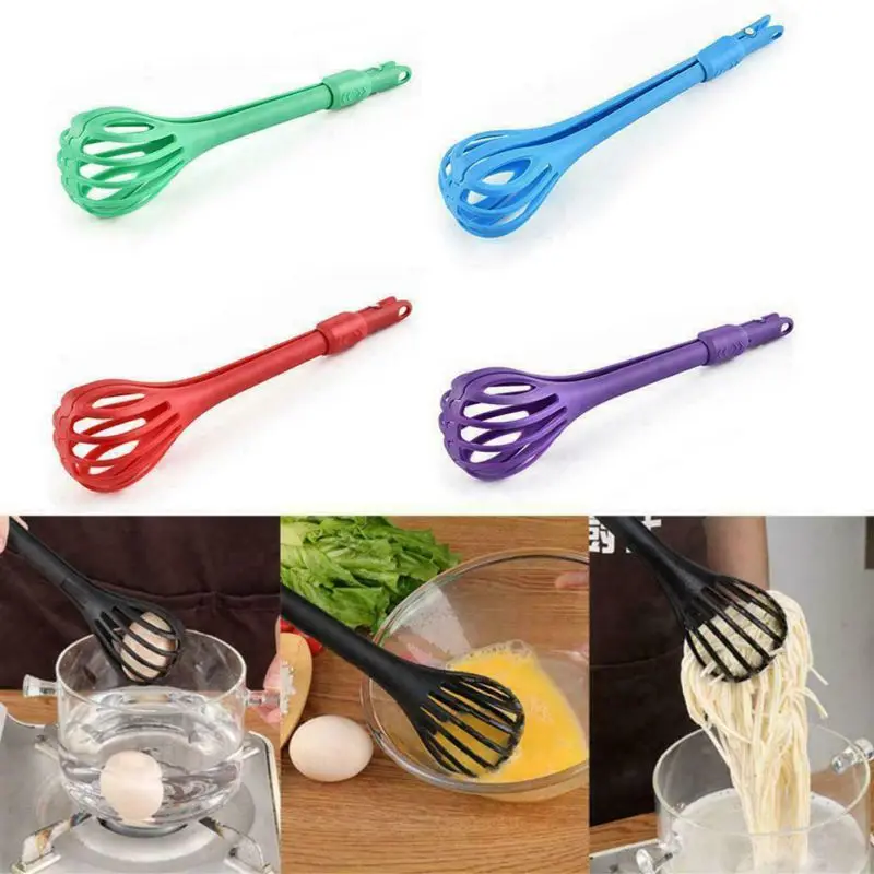 3 in 1 Egg Beater Drinks Whisk Mixer Stirrer Noodle Pasta Spaghetti Tongs Anti-scalding Food Clips Multifunctional Kichen Tools