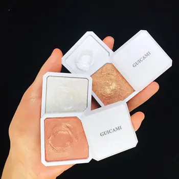 

Guicami Double-Layer Highlighter Powder Glitter Palette Makeup Glow Face Contour Shimmer Illuminator Highlight Cosmetics