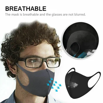 

Washable Earloop Face Breathing Mask Cycling Anti Dust Environmental Mouth Mask Respirator Fashion Black Mask