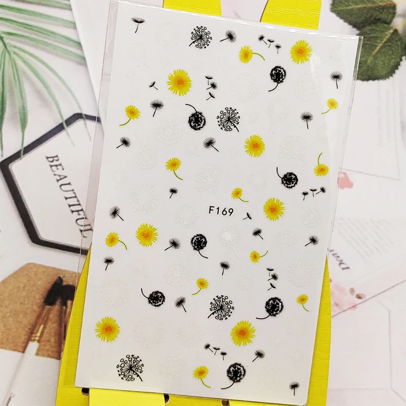 3D Stickers for Nails Dandelion Flower Designs Nail Art Decorations Foil Decals Wraps Manicure Accessories Decoraciones | Красота и
