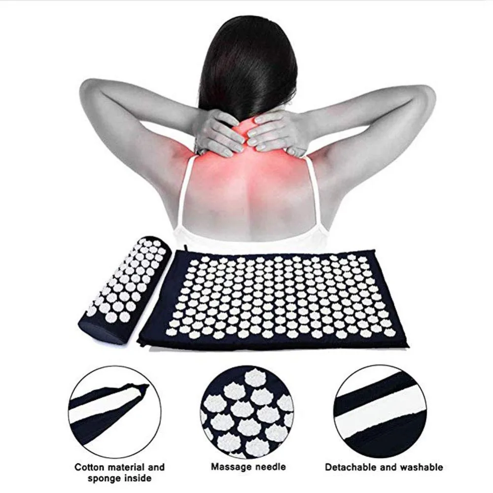 Massager Yoga Mat Massage Pillow Cushion Acupressure Relieve Stress Body Neck Back Pain Spike Mat Pain Relief Muscle Relaxation
